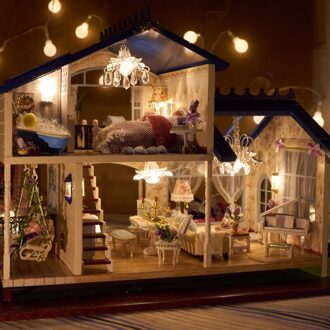 DIY Model Poppenhuis Miniatuur Poppenhuis met Meubels LED 3D Houten Huis Speelgoed Voor Kinderen Handgemaakte Ambachten