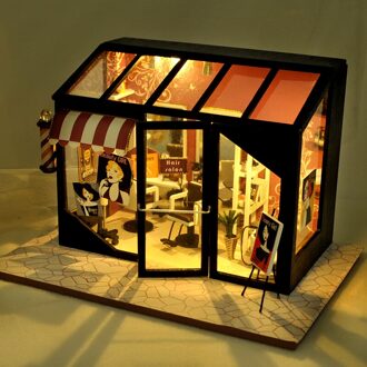 Diy Moderne Loft Houten Poppenhuis Miniatuur Meubels Met Led Licht Kits Poppenhuizen Monteren Creatief Speelgoed Kinderen Casa