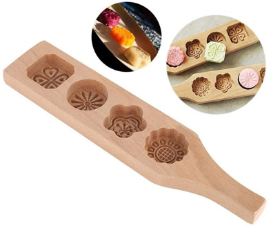 DIY Mooncake Mold Chinese Traditional Mid-autumn Festival Moon Cake Mold Wooden 4 Holes Pastry Baking Tool Kitchen Accessories