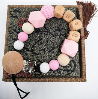 DIY Name Pacifier Clip for Baby Nipples Holder Wooden Speenkoord Personalised Babies Gifts Dummy Chain Custom Attach Baby Teat