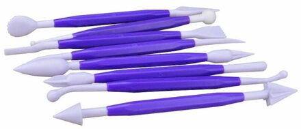 Diy Plastic Bakken Craft Tool 8 Stks/set Suiker Ambachtelijke Fondant Cake Gebak Carving Cutter Chocolade Decorating Bloem Klei Vorm Lot paars