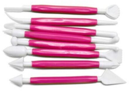 Diy Plastic Bakken Craft Tool 8 Stks/set Suiker Ambachtelijke Fondant Cake Gebak Carving Cutter Chocolade Decorating Bloem Klei Vorm Lot roos rood