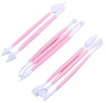 Diy Plastic Bakken Craft Tool 8 Stks/set Suiker Ambachtelijke Fondant Cake Gebak Carving Cutter Chocolade Decorating Bloem Klei Vorm Lot roze