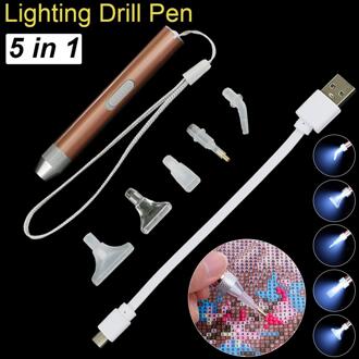 Diy Punt Boor Pen Diamant Schilderen Tool Verlichting Led Boor Pen Voor Diamond Schilderen Cross Stitch Naaien Accessoires