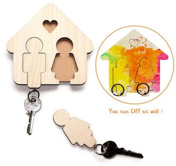 Diy Sleutelhanger Houten Kleine Huis Vorm Sleutelhanger Houten Opslag Sleutelhanger Hanger Accessoires Sleutel Haak Voor Paar