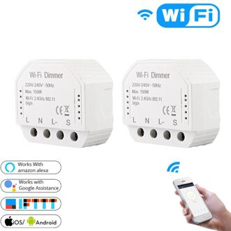 Diy Smart Wifi Light Led Dimmer Schakelaar Smart Home Smart Leven/Tuya App Afstandsbediening 1/2 Manier Schakelaar Werk met Alexa Google Thuis 2stk