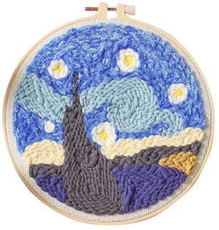 Diy Stamped Borduurwerk Starter Kit Met Bloemen Planten Patroon Borduren Doek Kleur Threads Gereedschap Kit Art Schilderij Handwerk 1reeks