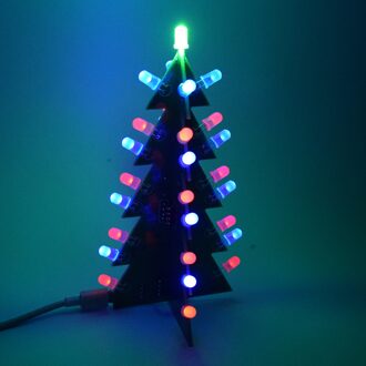 Diy Ster Knipperende 3D Led Decoratie Printplaat Kerstboom Elektronische Learning Kit Three-kleur LED