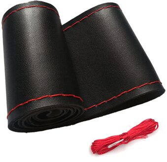 DIY Stuurwiel Covers/Soft Fiber Leather braid op de stuurwiel van Auto Met Naald en Draad interieur accessoires zwart rood lijn