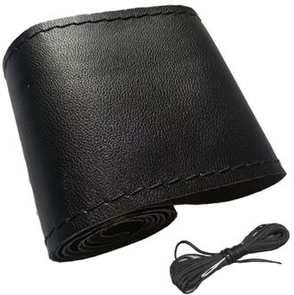 DIY Stuurwiel Covers/Soft Fiber Leather braid op de stuurwiel van Auto Met Naald en Draad interieur accessoires zwart zwart lijn