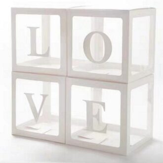 Diy Transparante Ballonnen Doos Latex Ballon Blokken Jongen Meisje Baby Douche Bruiloft Verjaardag Partij Decoratie Levert LOVE wit