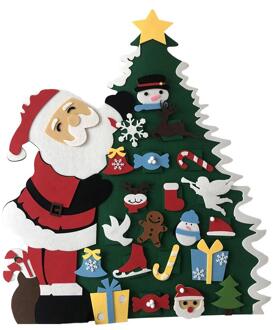 Diy Voelde Kerstboom Met 21Pcs Afneembare Ornamenten Kerst Muur Opknoping Ornamenten Voor Kids