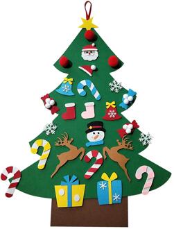Diy Voelde Kerstboom Met Kerst String Verlichting Voor Deur Muur Opknoping Ornamenten Kunstmatige Boom Kids Navidad Decor nee LED