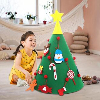 Diy Voelde Kerstboom Nieuwjaar Deur Muur Opknoping Ornamenten Kunstmatige Boom Kinderen Speelgoed Kerst Decoratie Voor Home Party C nee lights