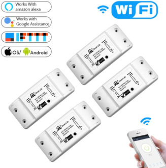 DIY WiFi Smart Light Switch Universal Breaker Timer Wireless Remote Control Works with Alexa Google Home Smart Home 4 Pieces