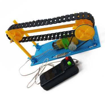 DIY Wire Control Wooden Electric Conveyor Transporter Belt Model Steam Toy Physics Science Education Toy Assembled Materials Kit