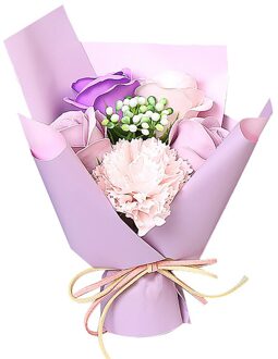Diy Zeep Bloem Valentijnsdag Rose Doos Wedding Bouquet Home Festival Sztuczne Kwiaty Zeep Rose Bloem Flores paars