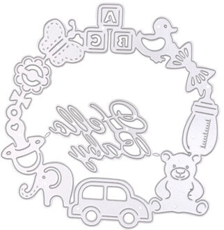 DiyArts Hello Baby Metalen Stansmessen Auto Speelgoed Olifant Cirkel voor Card Making Scrapbooking Embossing Bezuinigingen Stencil Craft Sterft