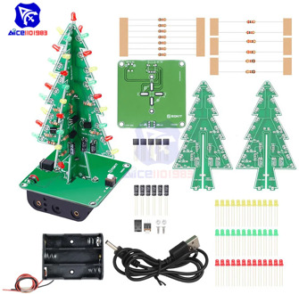 diymore DIY 3D Christmas Tree Soldering Practice Electronic Science Assemble Kit 3 Color/7 Color Flashing LED PCB