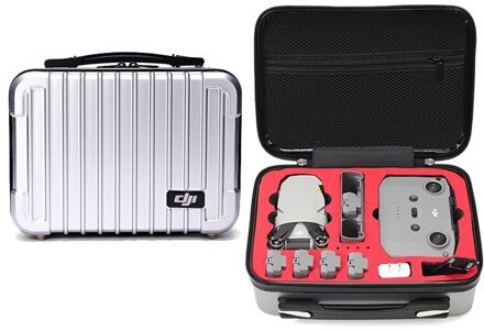 Dji Mavic Mini 2 Drone Hard Shell Draagbare Reistas Draagtas Onderdelen Accessoires Waterdichte Opbergtas Grote Capaciteit zilver case rood
