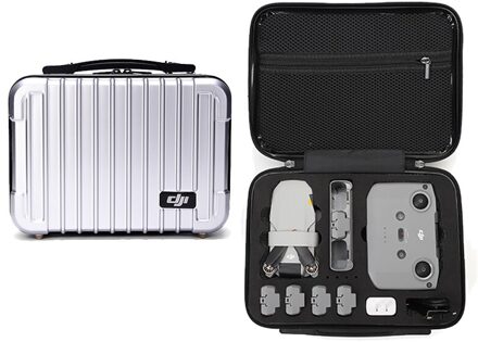 Dji Mavic Mini 2 Drone Hard Shell Draagbare Reistas Draagtas Onderdelen Accessoires Waterdichte Opbergtas Grote Capaciteit zilver case zwart
