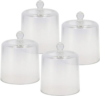 DK Design Amuse cloche - 4x stuks - transparant glas - D11 x H13 cm - hapjes stolp - amuseschaaltje