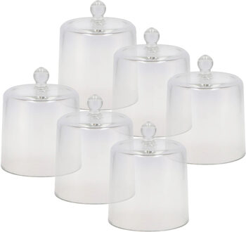 DK Design Amuse cloche - 6x stuks - transparant glas - D13 x H16 cm - hapjes stolp - amuseschaaltje