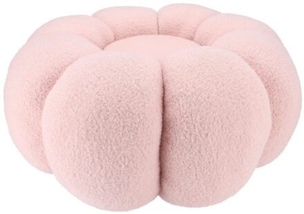 DK Design Bloemen Poef - teddy - roze - 65 x 30 cm - rond - wonen