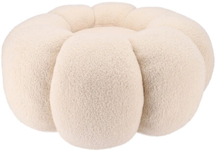 DK Design Bloemen Poef - teddy - zandkleur - 65 x 30 cm - rond - wonen