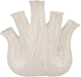 DK Design Bloemenvaas Aglio Ovaal - vaas voor tulpen - wit - 25 x 11 cm - toetervaas