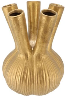 DK Design Bloemenvaas Aglio Straight - vaas voor tulpen - mat goud - 16 x 19 cm - toetervaas