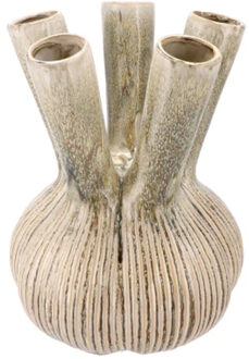 DK Design Bloemenvaas Aglio Straight - vaas voor tulpen - rustiek groen - 16 x 19 cm - toetervaas