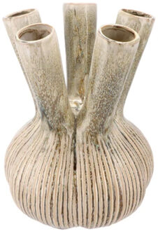 DK Design Bloemenvaas Aglio Straight - vaas voor tulpen - rustiek groen - 19 x 25 cm - toetervaas