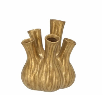 DK Design Bloemenvaas Aglio - tulpenvaas - goud mat - D13 x H16 cm