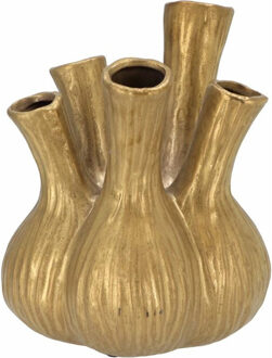 DK Design Bloemenvaas Aglio - tulpenvaas - XL - mat goud - D26 x H35 cm