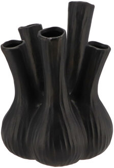 DK Design Bloemenvaas Aglio - tulpenvaas - XL - mat zwart - D26 x H35 cm