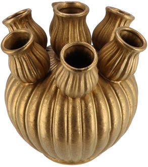 DK Design Bloemenvaas Amsterdam - tulpenvaas - klein - goud - D16 x H15 cm - voor losse bloemen