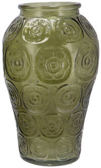 DK Design Bloemenvaas Circle - boeket vaas - glas - olijfgroen - 15 x 25 cm