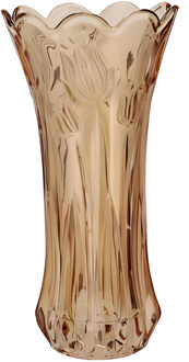 DK Design Bloemenvaas Delight - boeket vaas - glas - lichtbruin - 11 x 20 cm