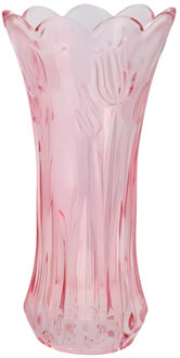 DK Design Bloemenvaas Delight - boeket vaas - glas - pastel roze - 11 x 20 cm