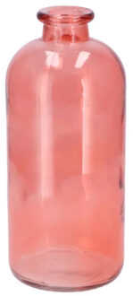 DK Design Bloemenvaas fles model - helder gekleurd glas - koraal roze - D11 x H25 cm