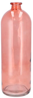 DK Design Bloemenvaas fles model - helder gekleurd glas - koraal roze - D14 x H41 cm