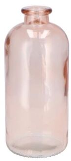 DK Design Bloemenvaas fles model - helder gekleurd glas - perzik roze - D11 x H25 cm - Vazen Oranje