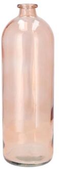DK Design Bloemenvaas fles model - helder gekleurd glas - perzik roze - D14 x H41 cm - Vazen Oranje