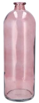 DK Design Bloemenvaas fles model - helder gekleurd glas - zacht roze - D14 x H41 cm - Vazen