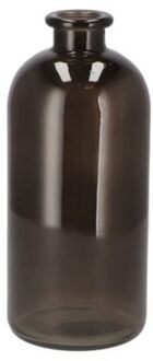 DK Design Bloemenvaas fles model - helder gekleurd glas - zwart - D11 x H25 cm - Vazen Grijs