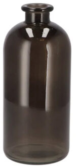 DK Design Bloemenvaas fles model - helder gekleurd glas - zwart - D11 x H25 cm