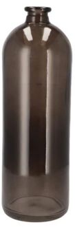 DK Design Bloemenvaas fles model - helder gekleurd glas - zwart - D14 x H41 cm - Vazen Grijs