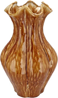 DK Design Bloemenvaas Inga Driss - bruin - 27 x 44 cm - unieke glazuurlook