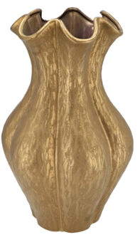 DK Design Bloemenvaas Inga Driss - goud - 15 x 20 cm - unieke glazuurlook